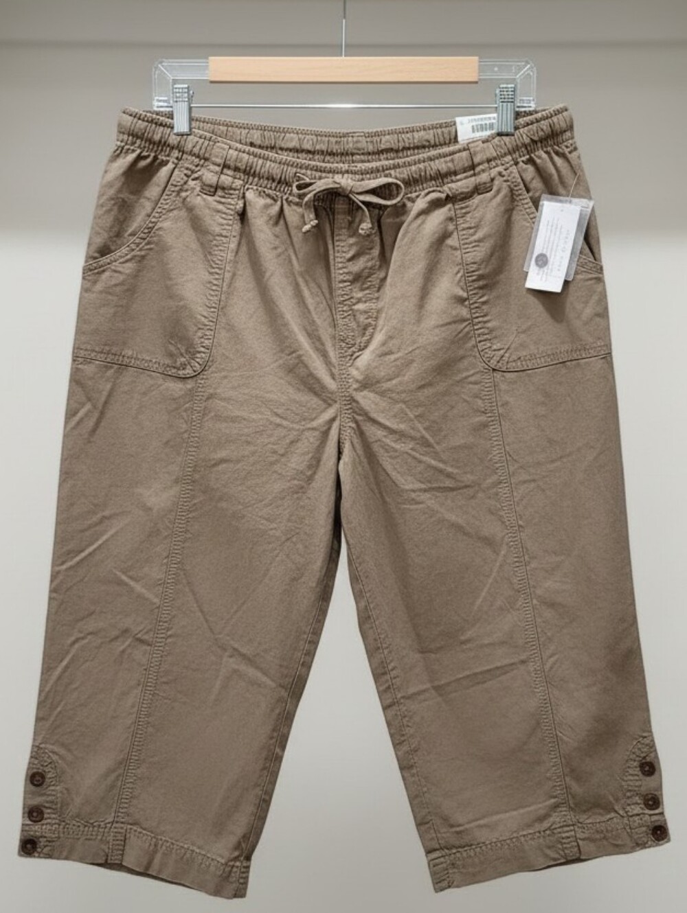 Karen Scott Women's Comfort Waist Cherry Capri Pants Portobello Petite XL NWT